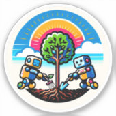 AI Tree Planter Sticker Öko-freundliches Robot-Des (Vorderseite)