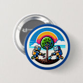 AI Tree Planter Sticker Öko-freundliches Robot-Des Button (Vorne & Hinten)