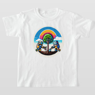 AI Tree Planter Sticker Öko-freundliches Robot-Des T-Shirt