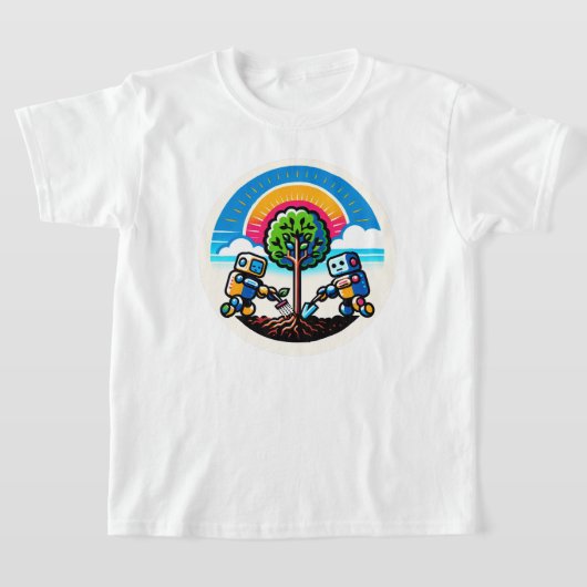 AI Tree Planter Sticker Öko-freundliches Robot-Des T-Shirt (Ablage )
