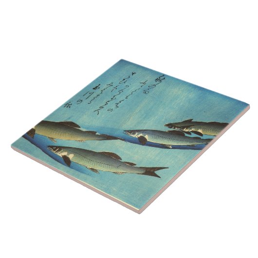 Ai (Trout) - Hiroshige Farbe Japanischer Fisch Pri Fliese (Seite)