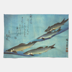 Ai (Trout) - Hiroshige Farbe Japanischer Fisch Pri Handtuch