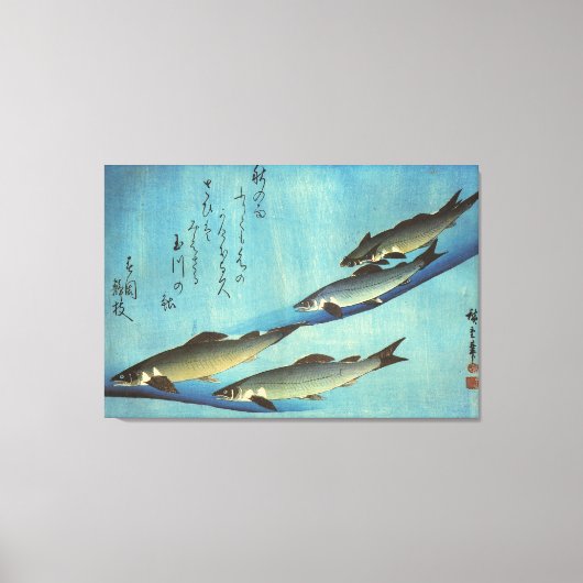 Ai (Trout) - Hiroshige Farbe Japanischer Fisch Pri Leinwanddruck (Vorderseite)