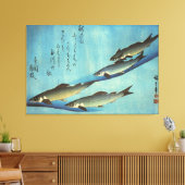 Ai (Trout) - Hiroshige Farbe Japanischer Fisch Pri Leinwanddruck (Insitu (Wohnzimmer))