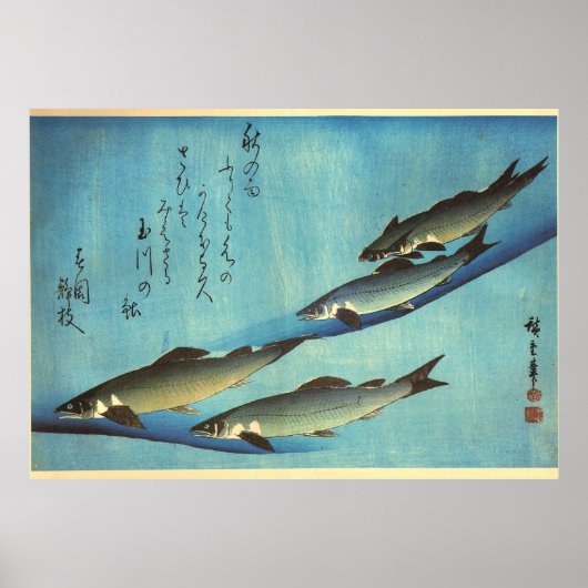 Ai (Trout) - Hiroshige Farbe Japanischer Fisch Pri Poster (Vorne)