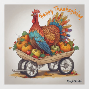 AI Turkey Wheelbarrow Erntedank Window Decal Fensteraufkleber