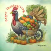 AI Turkey & Wheelbarrow Erntedank Window Decal Fensteraufkleber (Blatt 3)