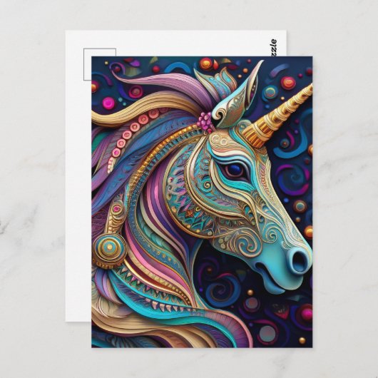 AI Unicorn Postkarte (Vorne/Hinten)