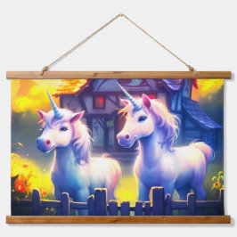 Ai Unicorns Wandteppich Mit Holzrahmen
