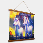 Ai Unicorns Wandteppich Mit Holzrahmen (Gewinkelt)