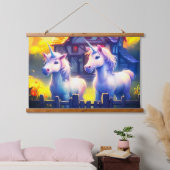 Ai Unicorns Wandteppich Mit Holzrahmen (Schlafzimmer)