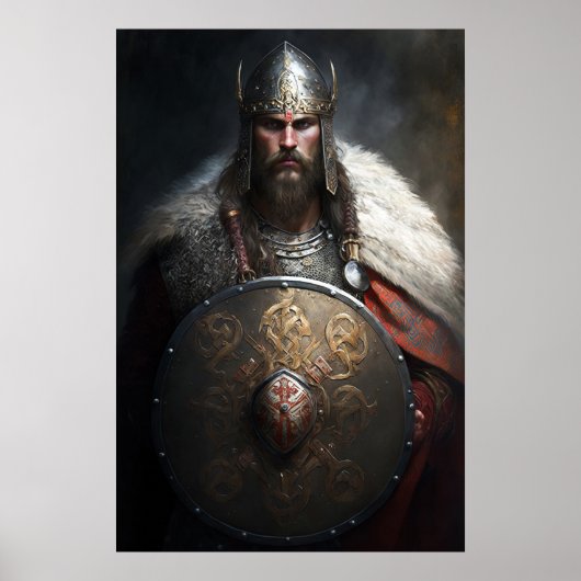 AI Viking Warrior Holding Shield Poster (Vorne)