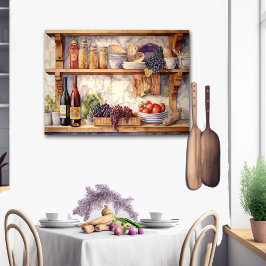 AI Vintag Landküche Unterkunft Weintrauben Poster