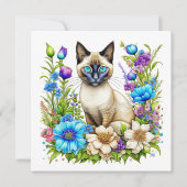 Ai Watercolor Siamese Cat in Blume (Vorderseite)