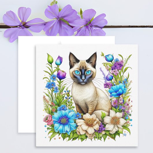 Ai Watercolor Siamese Cat in Blume