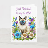 Ai Watercolor Siamese Cat in Blume Karte (Vorderseite)