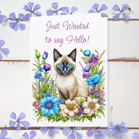 Ai Watercolor Siamese Cat in Blume Karte