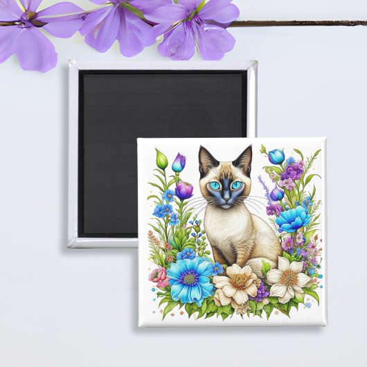 Ai Watercolor Siamese Cat in Blume Magnet