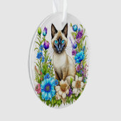 Ai Watercolor Siamese Cat in Blume Ornament (Vorderseite)