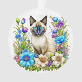 Ai Watercolor Siamese Cat in Blume Ornament
