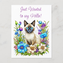 Ai Watercolor Siamese Cat in Blume Postkarte