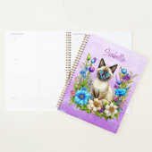 Ai Watercolor Siamese Katze in Blume Personalisier Planer (Anzeige)