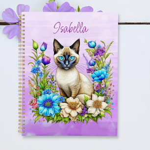 Ai Watercolor Siamese Katze in Blume Personalisier Planer