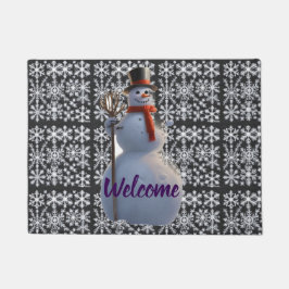 AI Welcome Snowman and Snowflake Doormat Fußmatte