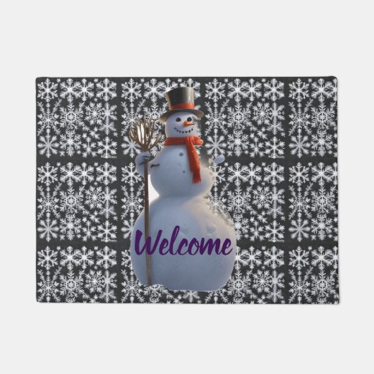 AI Welcome Snowman and Snowflake Doormat Fußmatte (Vorderseite)