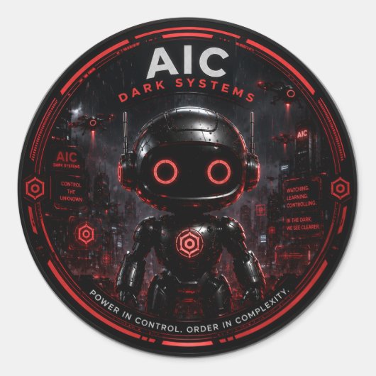 AIC Dark Systems Cyberpunk AI Roboter Aufkleber (Vorderseite)