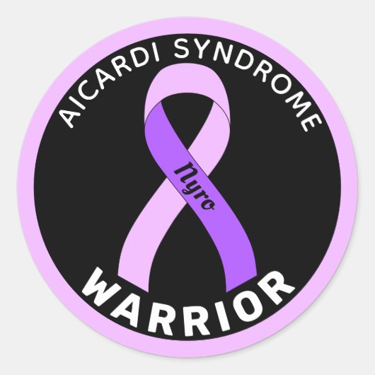 Aicardi-Syndrom Warrior Ribbon Black Runder Aufkleber (Vorderseite)