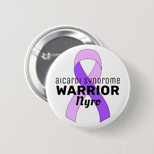 Aicardi Syndrom Warrior Ribbon White Button (Vorne & Hinten)