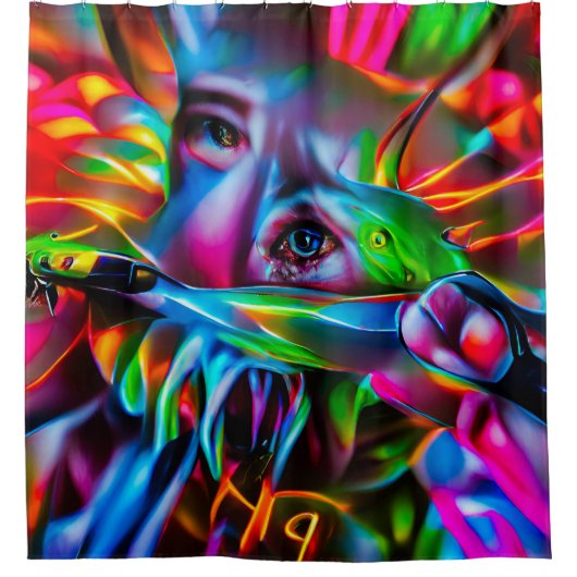 Aichmophobie: Vivid Surreal Art Duschvorhang (Vorderseite)