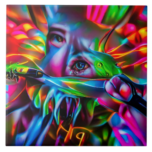 Aichmophobie: Vivid Surreal Art Fliese (Vorderseite)
