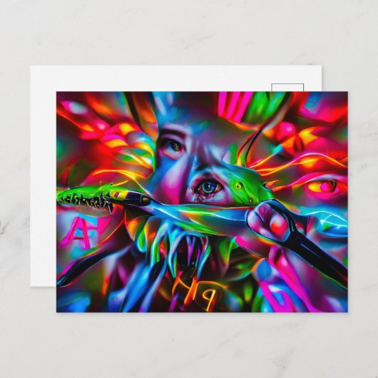 Aichmophobie: Vivid Surreal Art Postkarte (Vorne/Hinten)