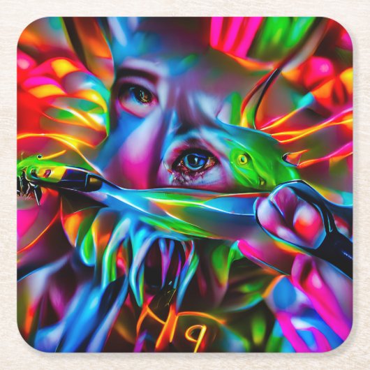 Aichmophobie: Vivid Surreal Art Rechteckiger Pappuntersetzer (Vorderseite)