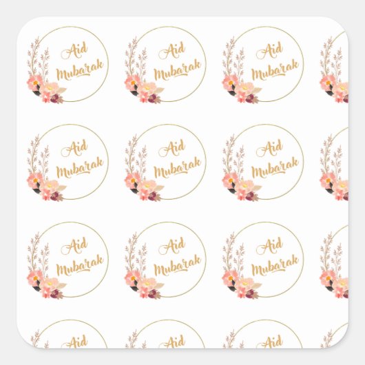 Aid Mubarak Quadratischer Aufkleber (Vorderseite)