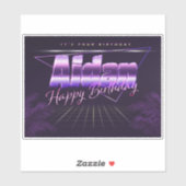 Aidan Name Vorname lila retro Sticker Geburtstag (Blatt)