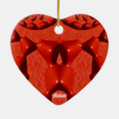 AIDAN ~ VALENTINE HEART ~ Rotes Fraktal ~ Keramik Ornament (Hinten)