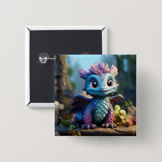 Aiden, ein Whimsikischer Drache Button (Vorne & Hinten)