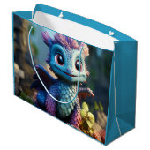 Aiden, ein Whimsikischer Drache Große Geschenktüte (Rückseite Schrägansicht)