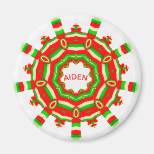 AIDEN ~ Personalisiertes Weihnachtsrad Fraktal ~ Magnet
