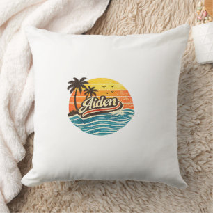 Aiden Retro Sonnenuntergang Namensdesign Kissen