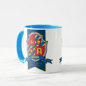Aiden Ritter Schild rot blauer Name bedeutet Eine  Tasse (Vorderseite Links)