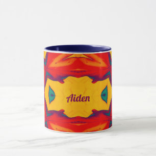AIDEN ~ Zany Pattern ~ Red Blue Yellow und Orange Tasse