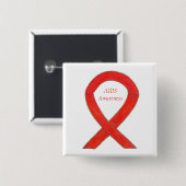 Aids Awareness Ribbon Custom Art Button (Vorne & Hinten)