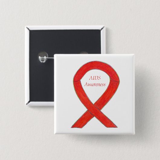 Aids Awareness Ribbon Custom Art Button (Vorne & Hinten)