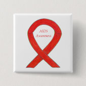 Aids Awareness Ribbon Custom Art Button (Vorderseite)
