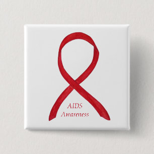 Aids Awareness Ribbon Custom Art Button