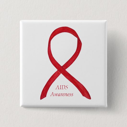 Aids Awareness Ribbon Custom Art Button (Vorderseite)